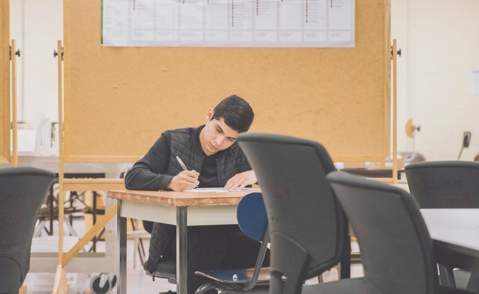 Financial analysis workspace with charts and documents